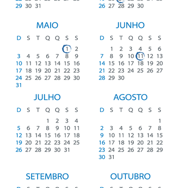 Ano novo terá 11 feriados nacionais em dias de semana