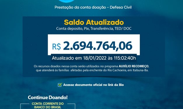 Prefeitura de Itabuna faz atualização de valores das doações ao Pix da Defesa Civil Municipal