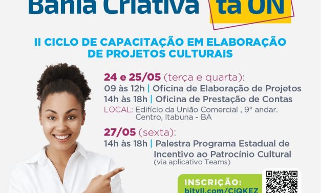 Capacitação de agentes culturais começa em Itabuna amanhã (24)