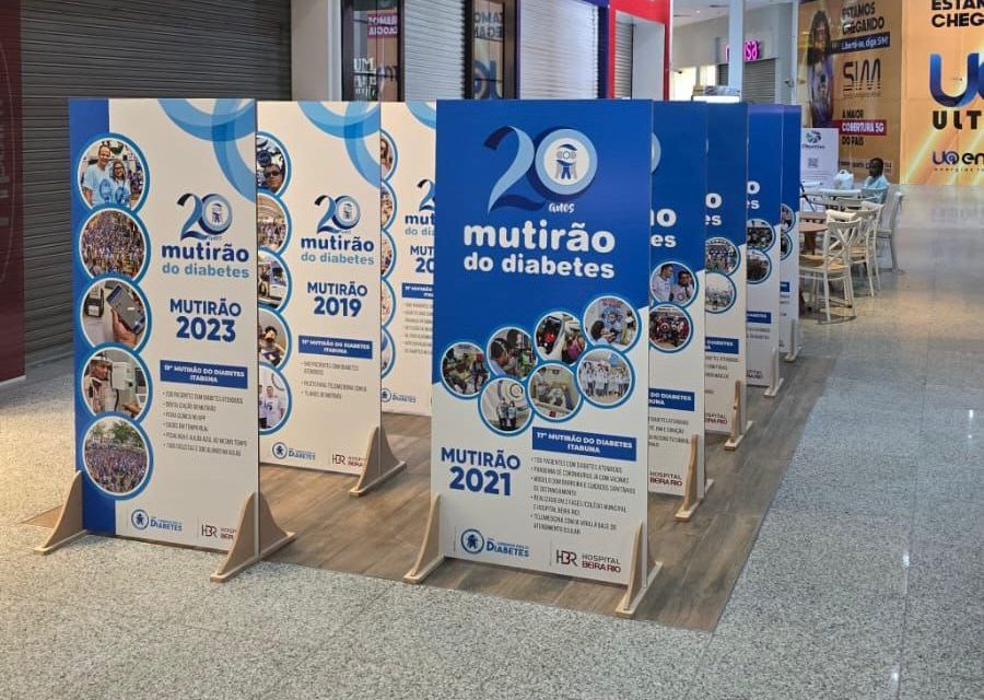 Exposição no Shopping Jequitibá mostra os  20 anos do Mutirão do Diabetes de Itabuna